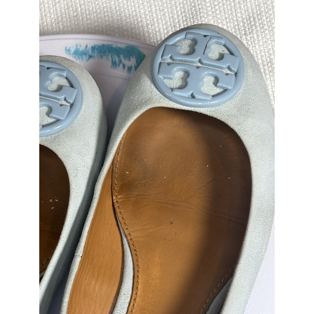 Tory Burch blue  Suede kid Chelsea Ballet Flats, sz 6B, Pre-owned, no box or bag - Picture 14 of 15